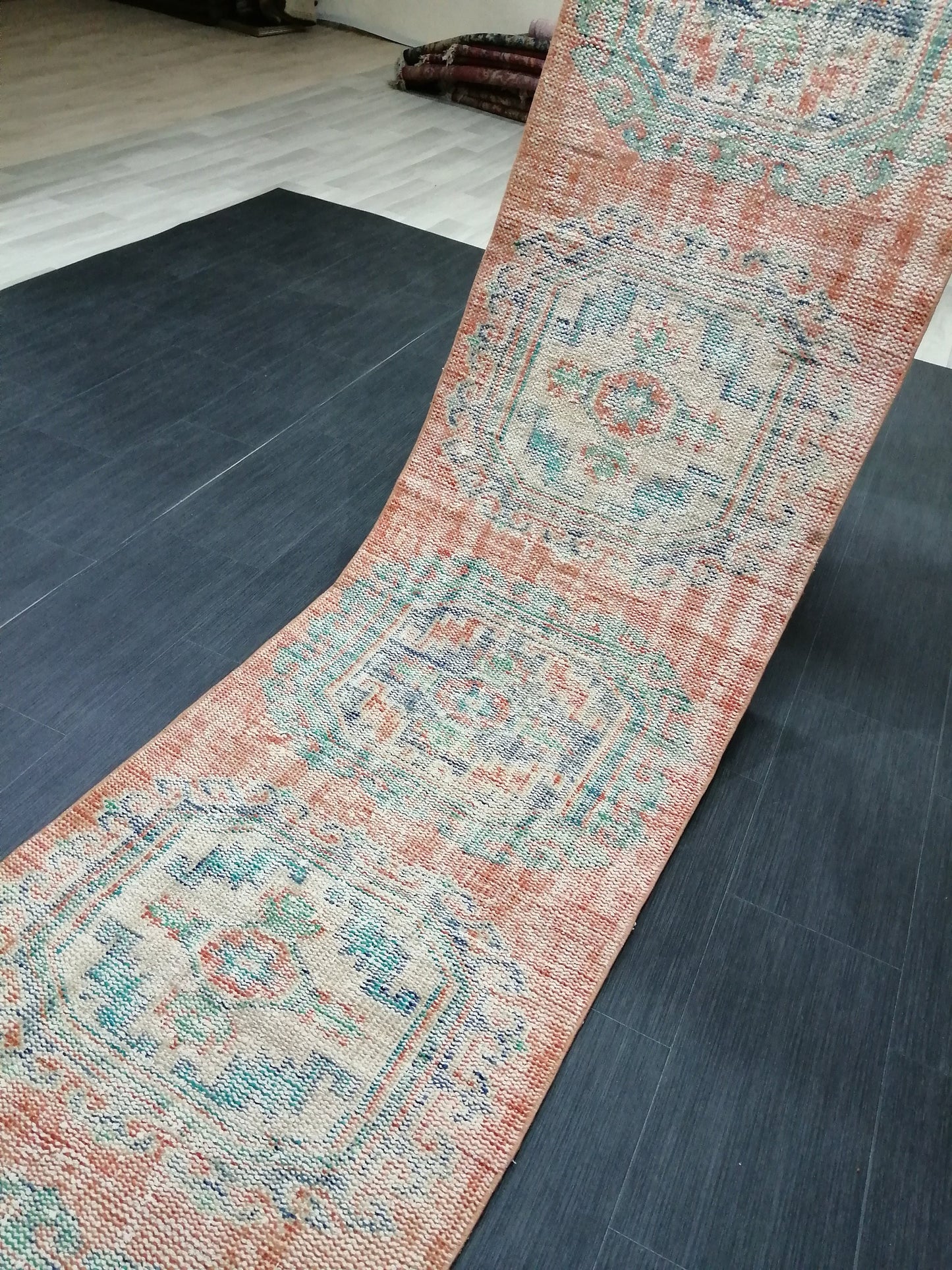 11.4 X 2.4 Oushak Runner Rug Turkish Runner Rug Vintage Runner Rug Hallway Runner Rug Kitchen Runner Rug Wool Runner Rug Wool Oushak Rug