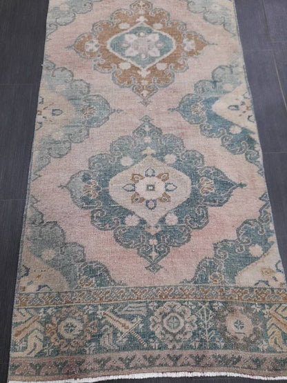 Muted Vintage Runner Rug 2.8 x 12.2 Muted Hallway Runner Kitchen Runner Rug Muted Staircase Runner Rug Muted Oushak Rug XĹ Turkish Runner