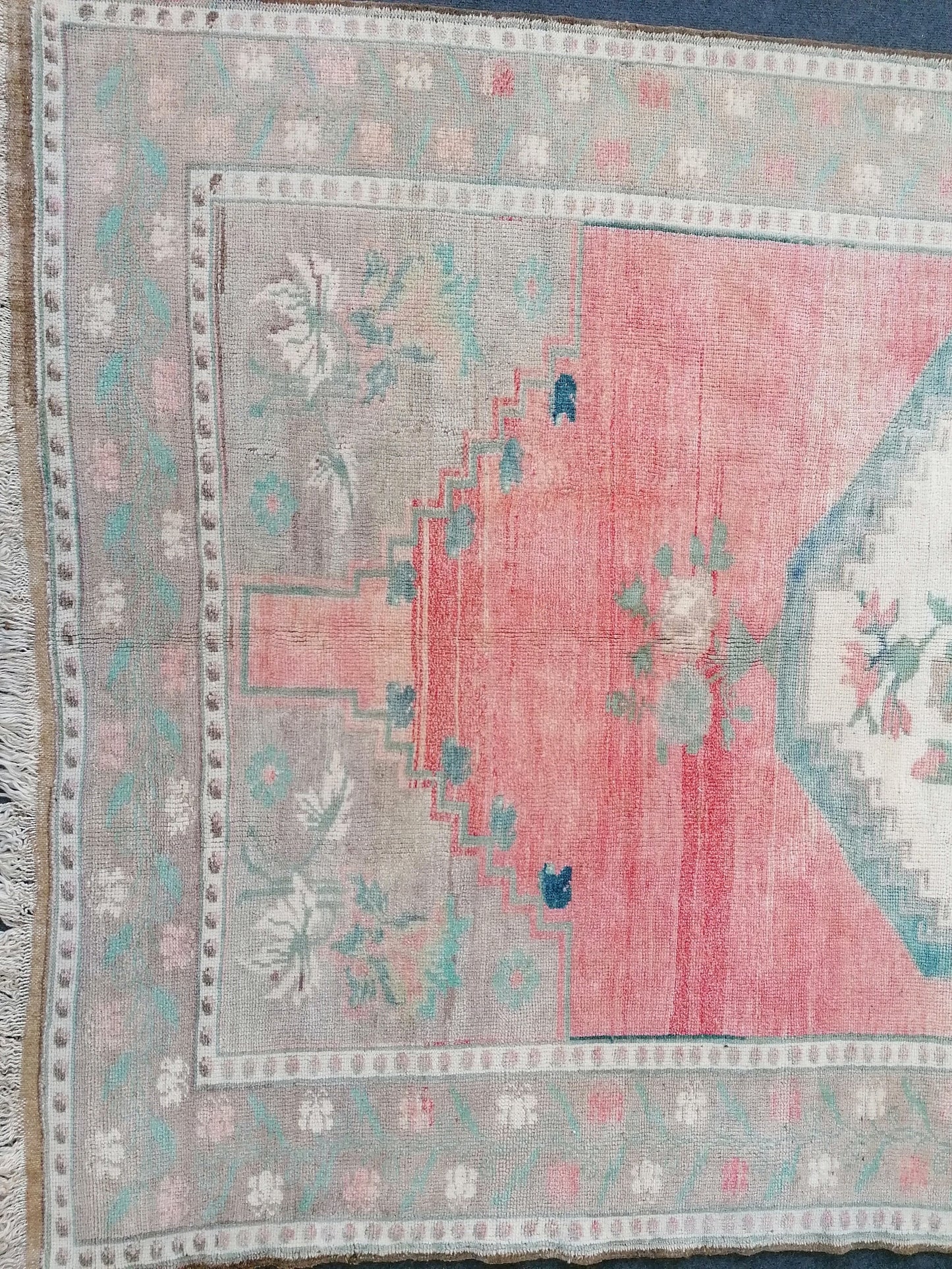 8'8x5'4 vintage turkish rug, pastel oushak rug, living room rug, vintage anatolian unique hand made wool rug
