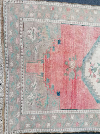 8'8x5'4 vintage turkish rug, pastel oushak rug, living room rug, vintage anatolian unique hand made wool rug