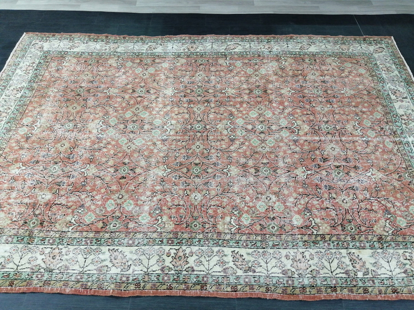 Vintage Rugs 7 x 10.4 TURKISH HAND MADE Rugs  Vintage Turkish Rugs Traditional Rug, Turkish Oushak Rug, Vintage Oushak Rug, Wool Rug