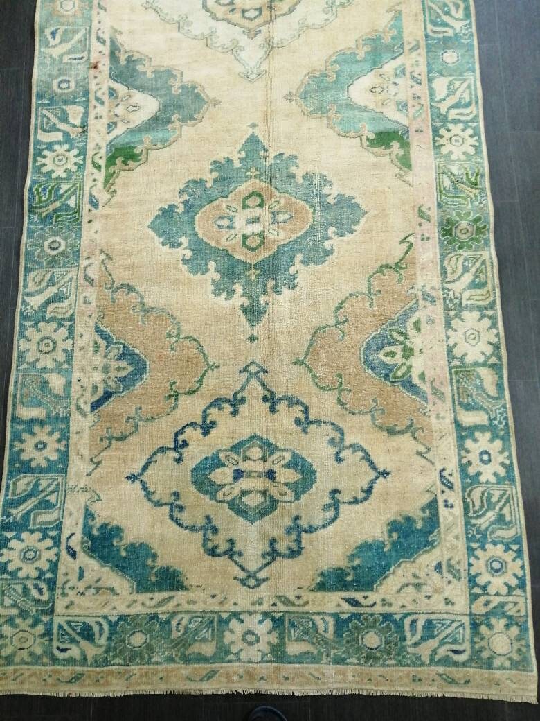 Vintage Runner Rug 4.2 x 13 Persian Runner Rug Wool Oushak Rug Oushak Runner Rug Turkish Runner Rug Kitchen Runner Rug Hallway Runner Rug
