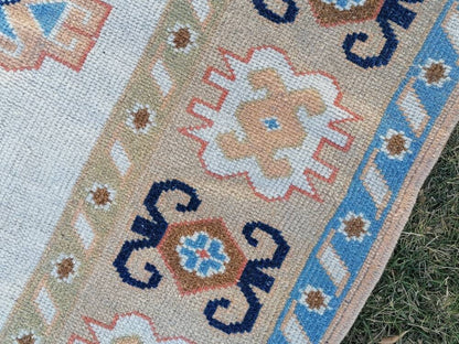 Oushak turkish rug 5'8x8 pastel vintage rug, large living room rug, kitchen rug, vintage anatolian rug,unique hand made bohemian