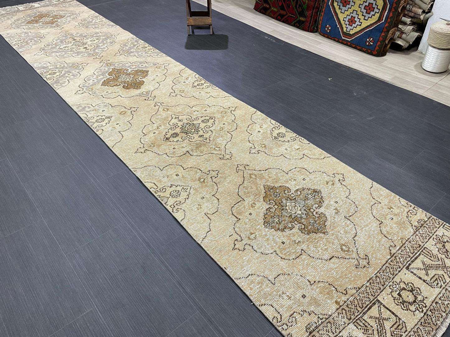 Hand Knotted Runner Rug Turkish Runner 2.7 x 13.5 Rug Vintage Runner Rug Hallway Runner Rug Kitchen Runner Rug Wool Runner Wool Oushak Rug