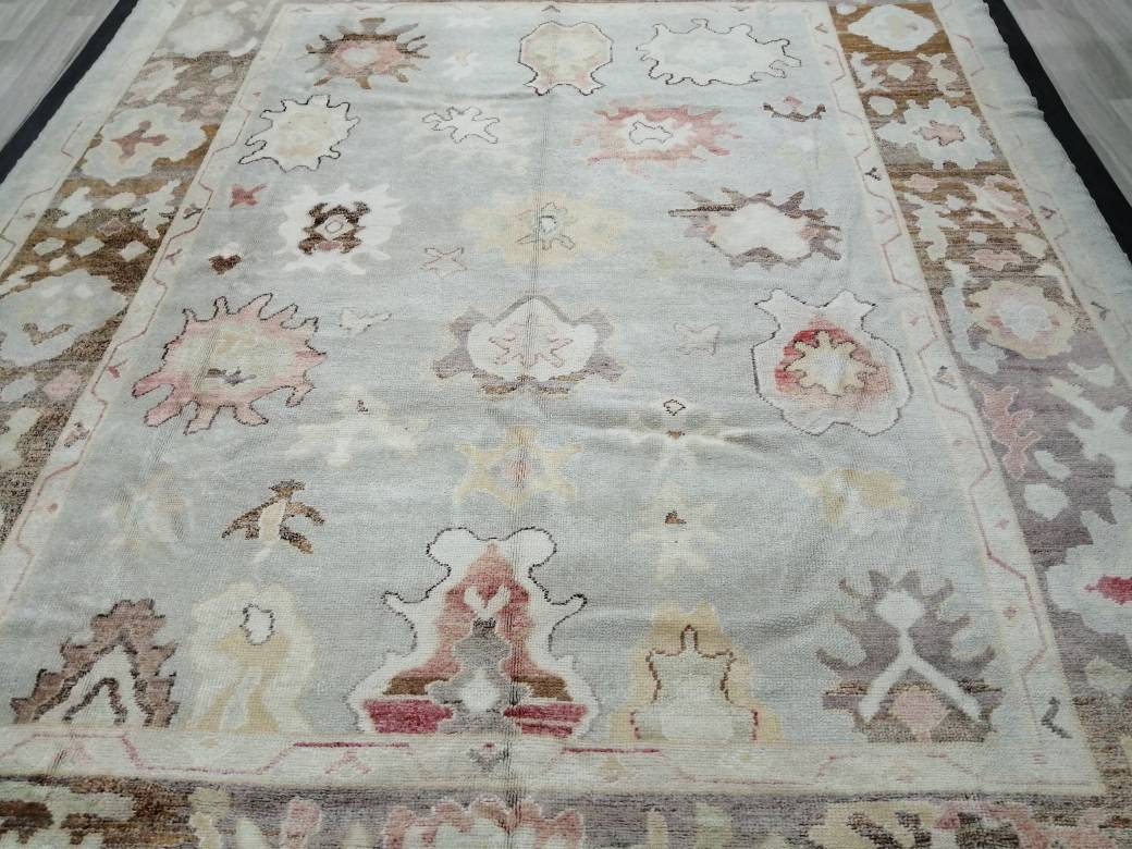 OUSHAK RUG Hand Made 11.3 x 9.2 Oushak Rug Vintage Oushak Rug Vintage Rug Wool Oushak Rug Hand Made Rug Vintage Turkish Rug