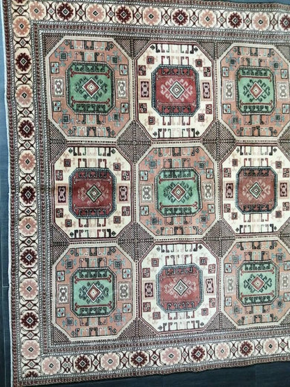 Turkish Rug, Vintage Oushak Rug, Oriental Rugs, Wool Rug, 9.4 x 6.2 High Pile Farmhouse Rug, Vintage Rug, Hand Made Rug Persian Rug 6x9 rug