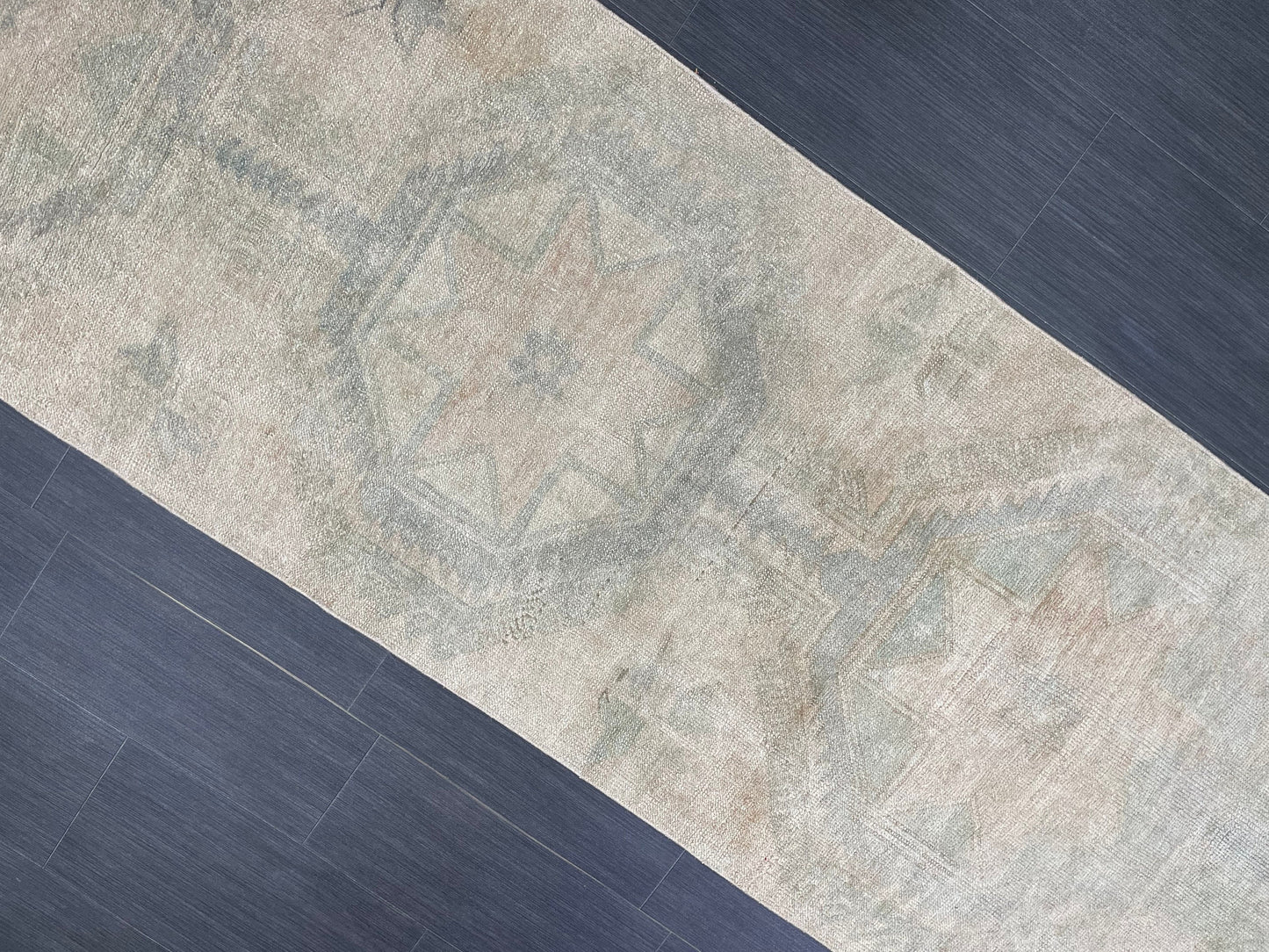 Muted Vintage Runner Rug 2.8 x 12.7 ft Muted Turkish runner rug Wool Pile Oushak Runner Hallway Rug runner Hand Knotted Star Runner Rug