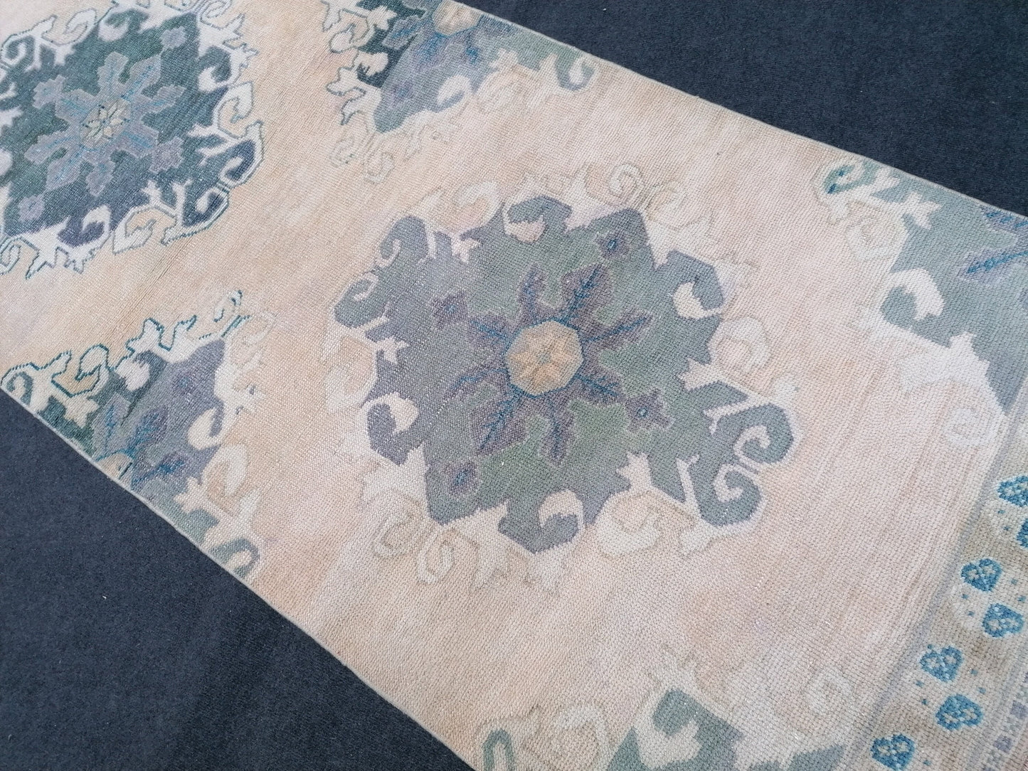 3.4 x 11.8 oushak turkish runner rug, vintage runner rug, Hand Knotted Runner - Handmade rug