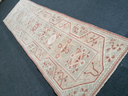 Muted soft colors runner rug 2'8x9 faded runner rug,turkish runner rug, vintage runner rug,hallway runner rug,kitchen runner rug