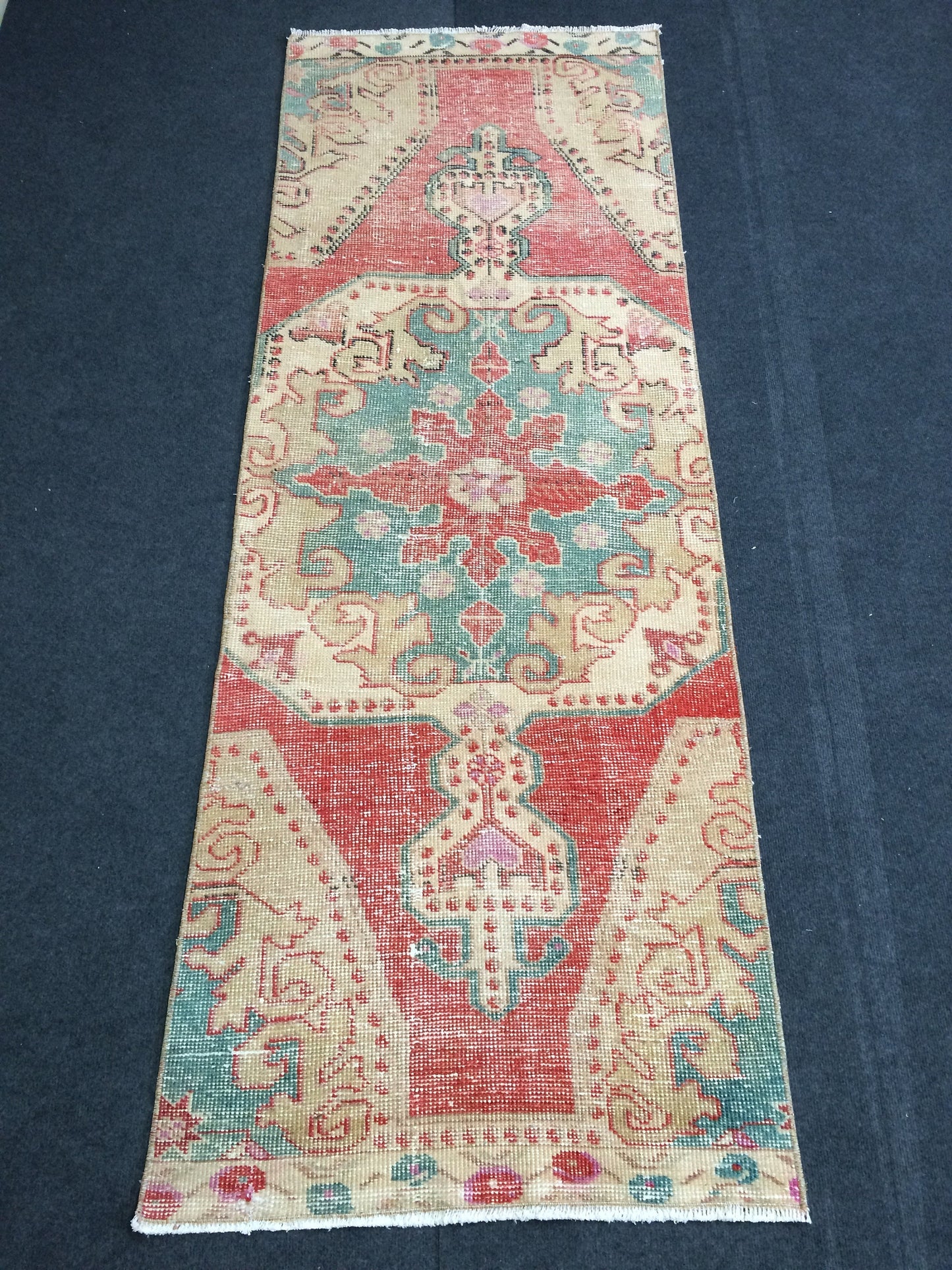 7.2 x 2.6 Turkish Runner Rug, Oushak Rug, Oushak Rugs,  Oushak Runner Rugs, Runner Rug, Vintage Runner Rug, Hand Made Rug