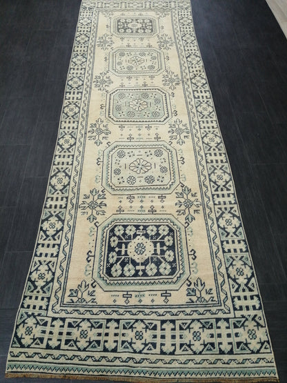 Muted Oushak Runner Rug 11.5 x 3.7 Vintage Turkish Runner Rug Muted Vintage Runner Rug Hallway Runner Rug Kitchen Runner Rug Wool Runner