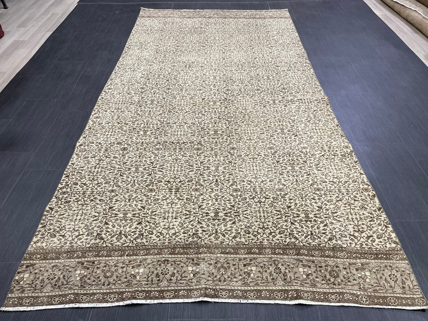 Neutral Oushak Runner Rug Turkish 4.7 x 9 Rug Runner Vintage Runner Hallway Runner Rug Persian Kitchen Runner Rug Oriental Wool Runner Rug