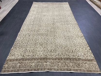 Neutral Oushak Runner Rug Turkish 4.7 x 9 Rug Runner Vintage Runner Hallway Runner Rug Persian Kitchen Runner Rug Oriental Wool Runner Rug