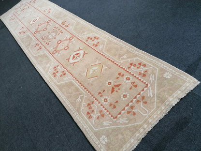 Runner rug, 10'x2'6, soft turkish runner rug, mudet vintage runner rug ,hallway runner rug, kitchen runner rug turkish oushak runner rug