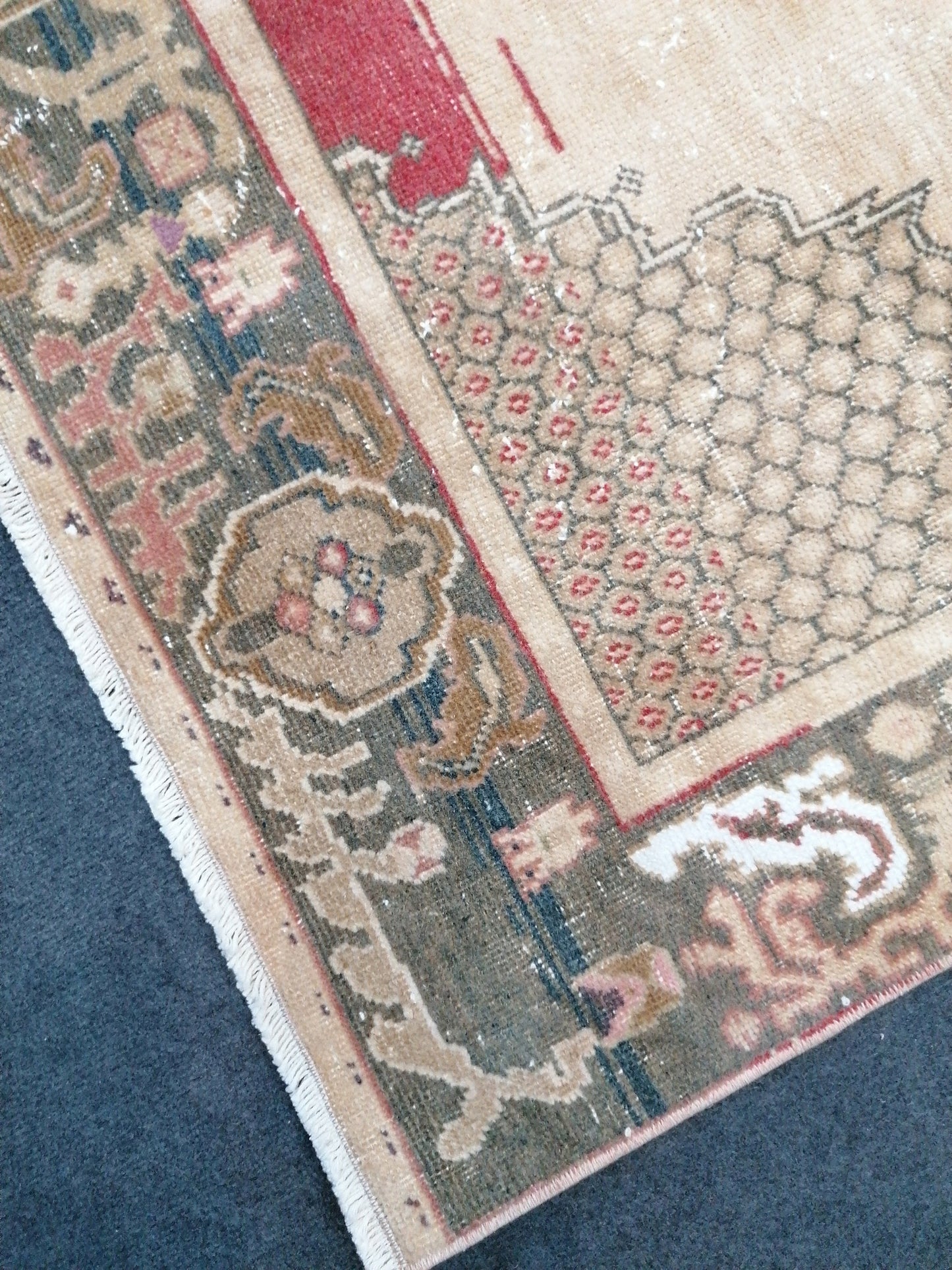 Vintage rustic wool rug 4'3x8 handmade turkish rug, natural living room rug,