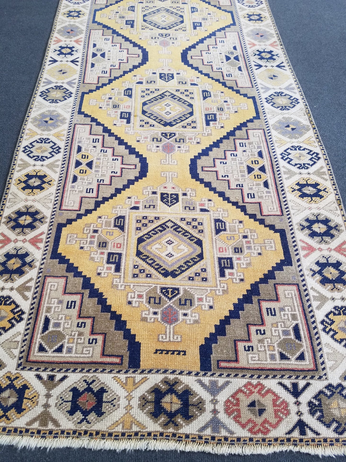 3x12 vintage handmade wool runner, oushak runner, hallway runner rug, kitchen runner