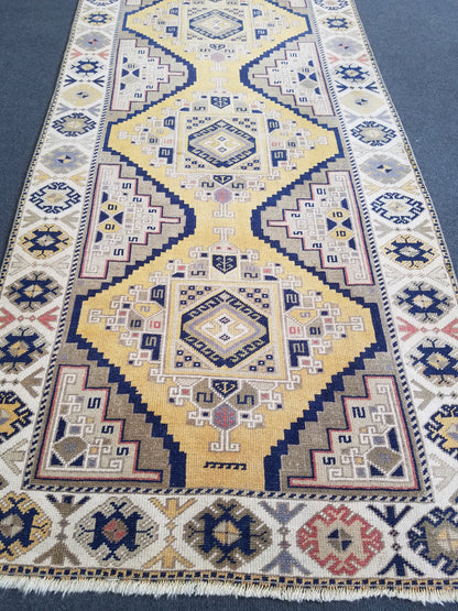 3x12 vintage handmade wool runner, oushak runner, hallway runner rug, kitchen runner