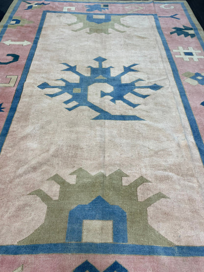 Muted Persian RUG, Turkish Oushak 7 x 10.2 Rug, Hand Knotted Antique Rug, Vintage Wool Rug, Oriental Rug Handmade Rug