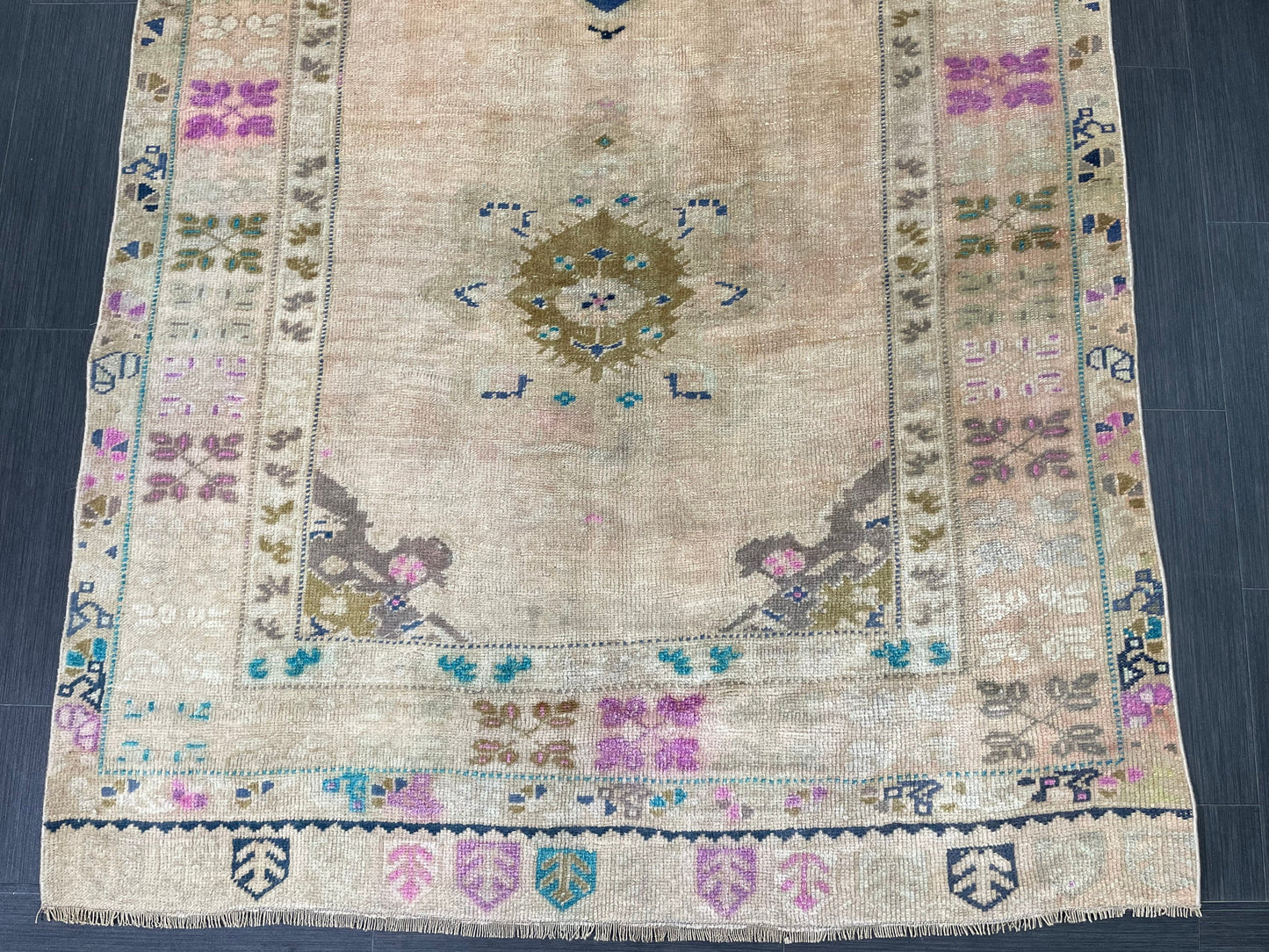 Muted  Handmade Runner 4.4 x 10 Runner Turkish Runner Rug Faded Vintage Runner Rug Hallway Runner Rug Neutral Kitchen Runner Rug Wool Runner