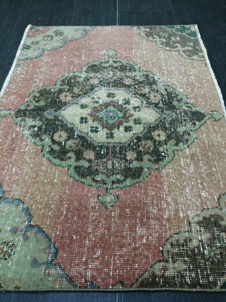 Small Oushak Rug 3.2 x 2.3 Turkish Rug Distressed Rug Wool Oushak Rug Vintage Rugs Boho Rug