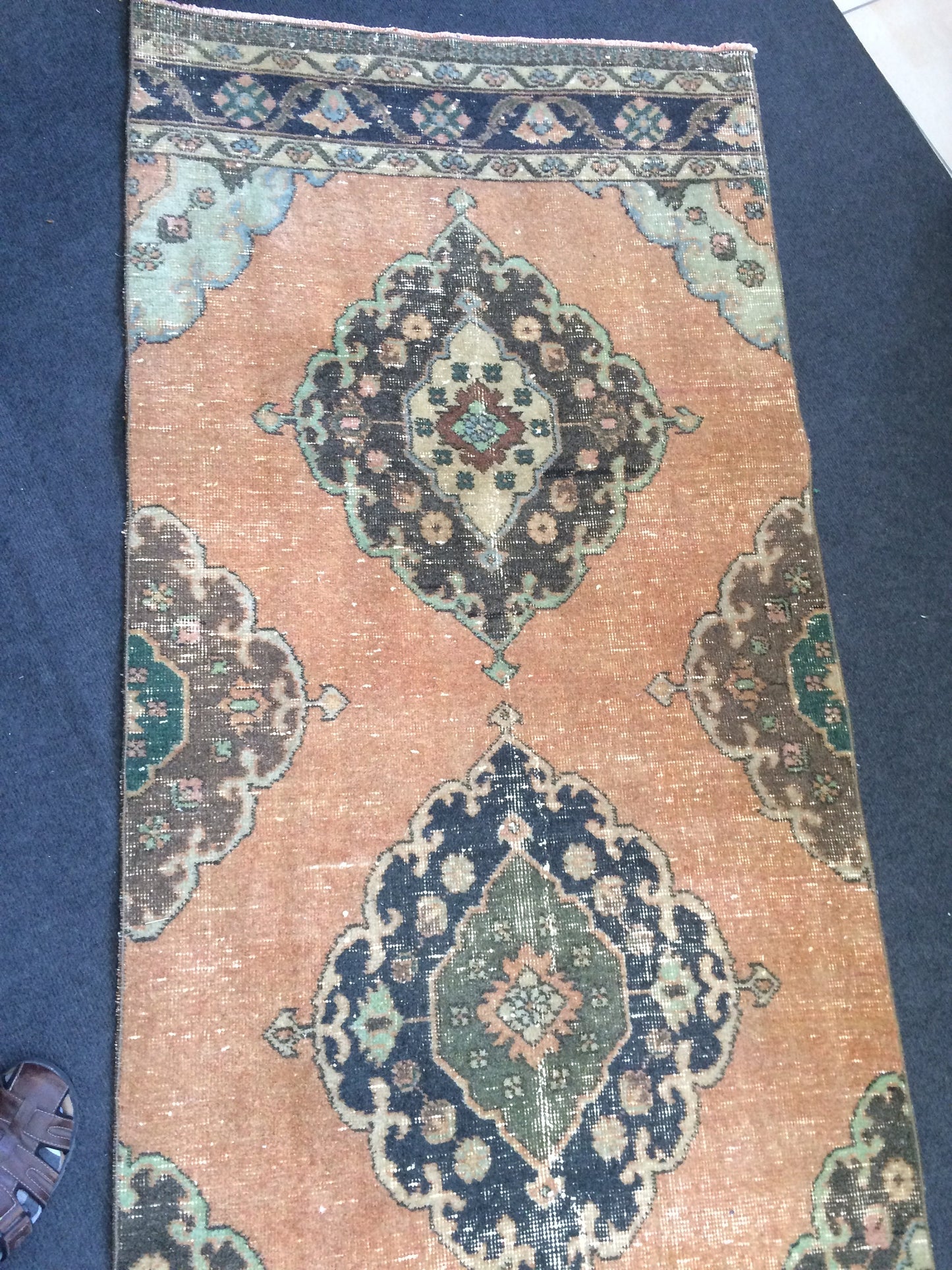 3 x 13.7 Turkish Runner Rug Oushak Runner Rug  Vintage Runner Rug Hallway Runner Rug Kitchen Runner Rug Wool Runner Rug Wool Oushak Runner