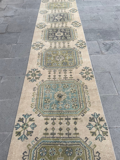 Muted Extra Long Turkish Runner Vintage 2.5 x 20.2 Stairs Runner Rug Vintage Runner XL Oriental Runner Staircase Handmade Runner Rug