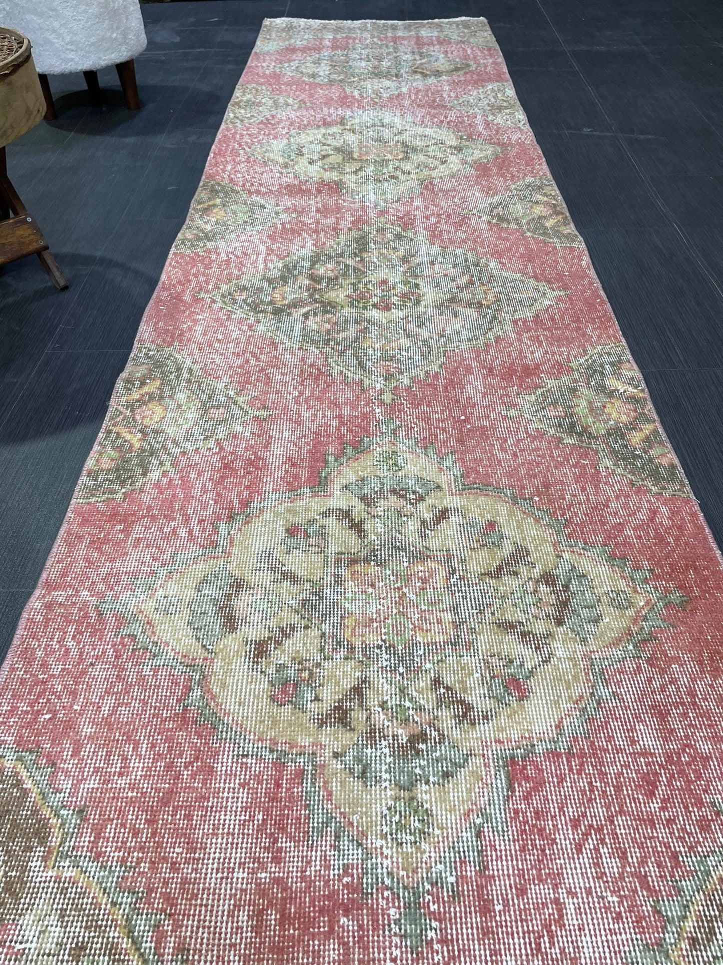 Turkish Runner Rug, Hand Knotted 2.8 x 12.7 Runner Rug, Vintage Runner Rug, Hallway Runner Rug, Persian Kitchen Runner Rug,Handmade Runner