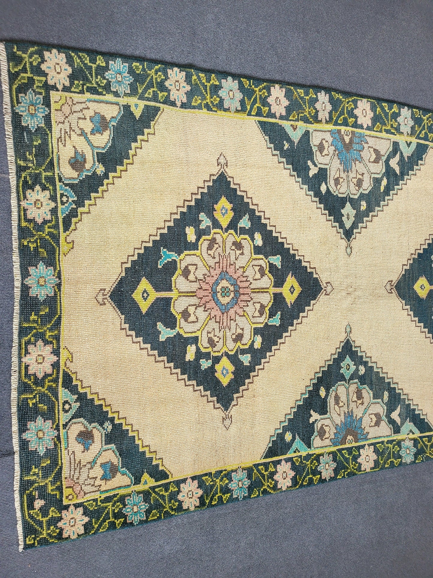 Oushak Runner Rug Turkish Runner 3.8 x 9.6 Rug, Vintage Runner Rug, Persian Hallway Runner Rug, Handmade Runner Rug Wool Anatolian Runner