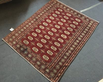 4.3x5.4 feet wool new turkish rug, handmade vintage kitchen rug, large wide living room rug, persian motif red rug, brown bedroom floor rugs