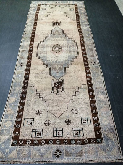 Oushak Runner Rug 4 x 11.2 Turkish Runner Rug Vintage Runner Hallway Runner Rug Kitchen Runner Rug Muted Runner Rug Oriental Runner Carpet