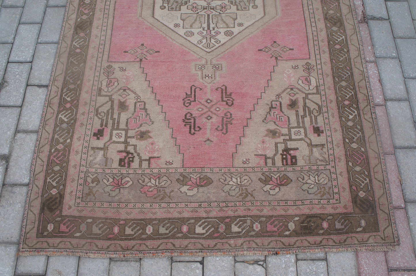 Pink Oushak Rug 4.3 x 7.3 Oushak Rugs Bohemian Turkish Area Rug Earth color Rugs Light Pink Rug All Soft  Wool Rug Oriental Rug