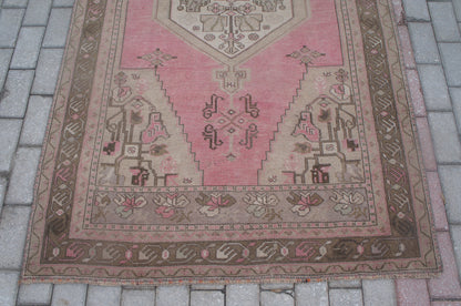 Pink Oushak Rug 4.3 x 7.3 Oushak Rugs Bohemian Turkish Area Rug Earth color Rugs Light Pink Rug All Soft  Wool Rug Oriental Rug