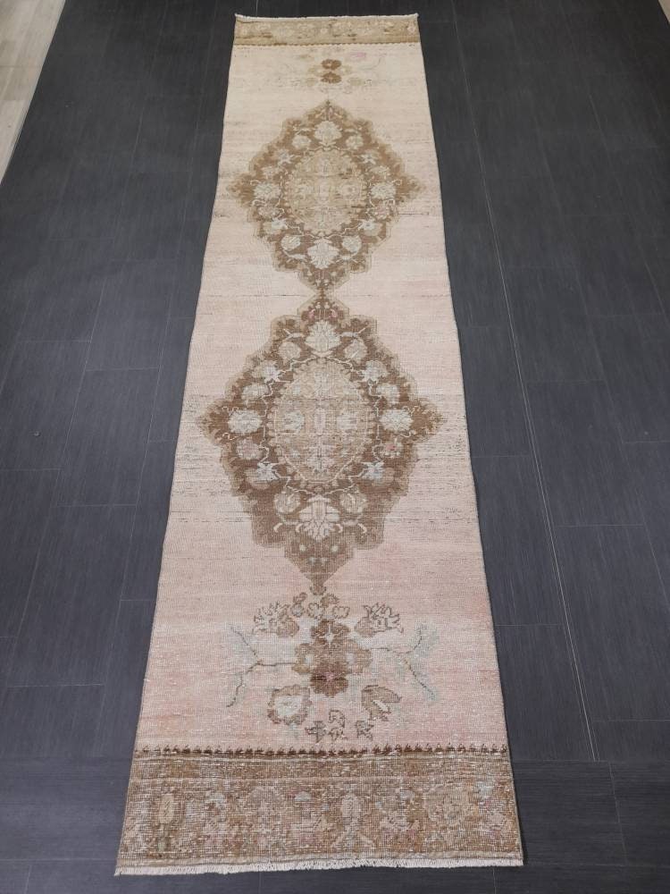 Vintage Runner Rug 2.8 x 11.4 Turkish Runner Rug Handmade Runner Rug Hallway Runner Kitchen Runner Rug Wool Runner Rug Oriental Runner Rug