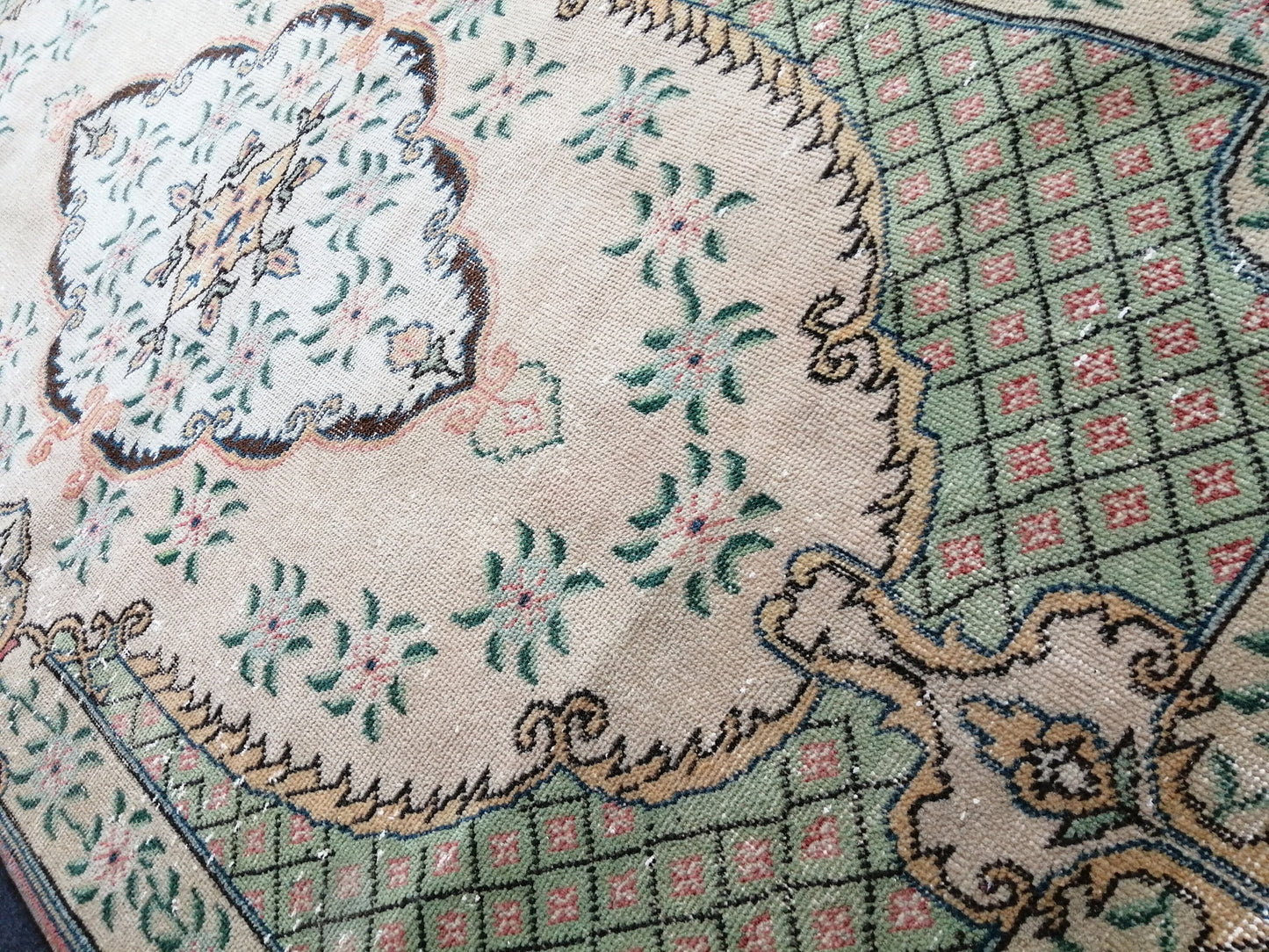 3.7 x 6.9 Turkish Rug, Oushak Rug, Rustic Oushak Rug, Wool Muted Oushak Rug, Oriental Rugs, Farmhouse Rug, Vintage Rug, Hand Made Rug