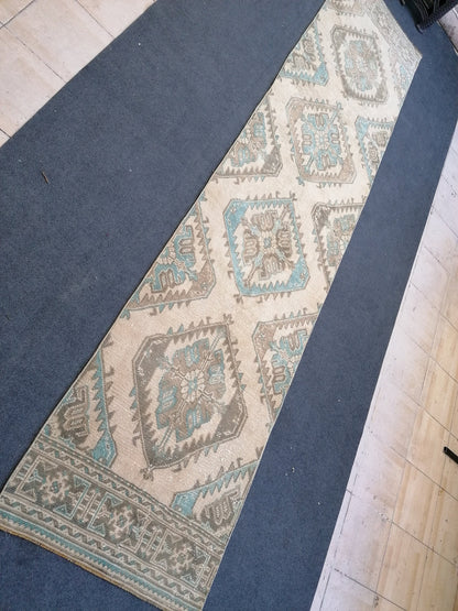 12'4x2'10 turkish runner rug, runner rug, vintage oushak runner rug, kitchen runner rug, hallway runner rug, vintage runner rug