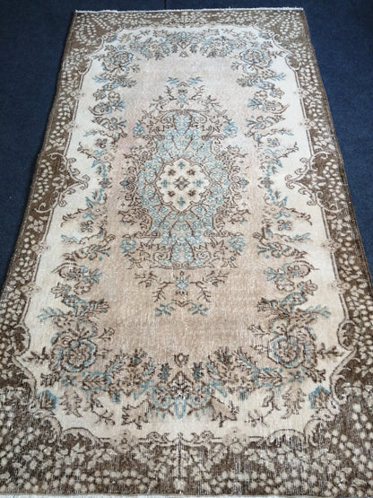 4x7 Turkish Rug, Oushak Rug, Oushak Rugs, Wool  Rugs, Hand Knotted Rug, Faded Vintage Rug, Muted Hand Made Rug