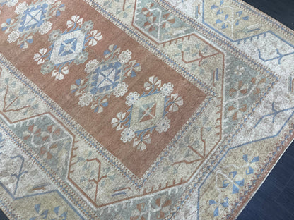 Vintage Rug, TURKISH Handmade 6.5 x 9.5 Rug, Vintage Turkish Rug, Oushak Rug, Turkish Oushak Rug, Hand Knotted Soft Wool Rug Distressed Rug