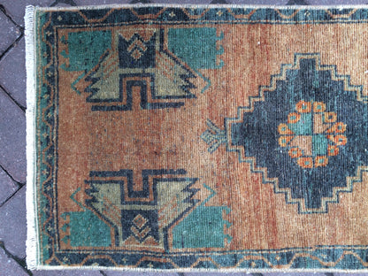 Vintage  Rug Small Area Turkish  Rug, Oushak Rug,Handmade Rug Hand Made Rug Hand Knotted Rug Vintage Mat
