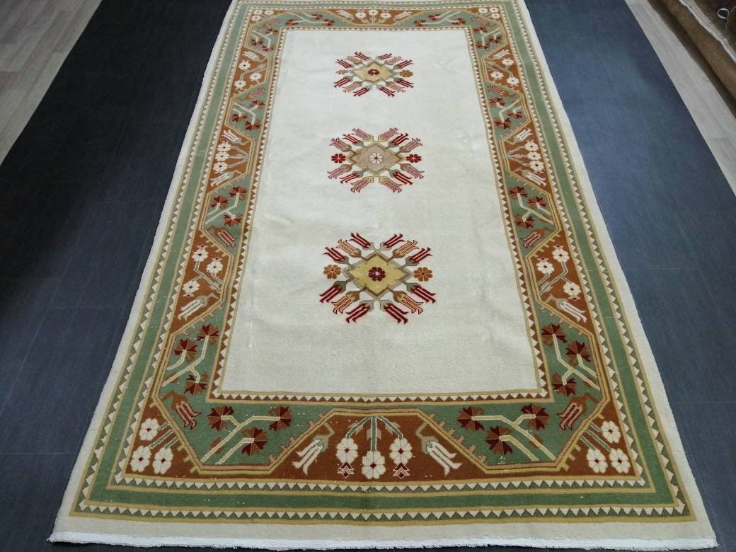 Oriental Rugs, Hand Made Rug, Muted Oushak Rug, Rustic Rug, 5.2 x 9.3  Rug,Turkish Rug, Farmhouse Rug, Vintage Rug, Wool rug