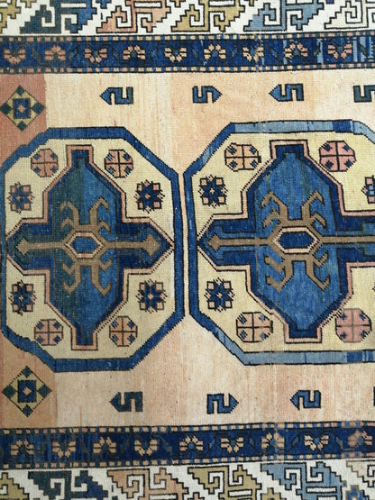 Vintage RUG 8 x 5.2 TURKISH Oushak Rug Blue Vintage Oushak Runner Rug Vintage Runner Rug Wool Oushak Rug Hand Made Rugs Vintage Turkish Rug