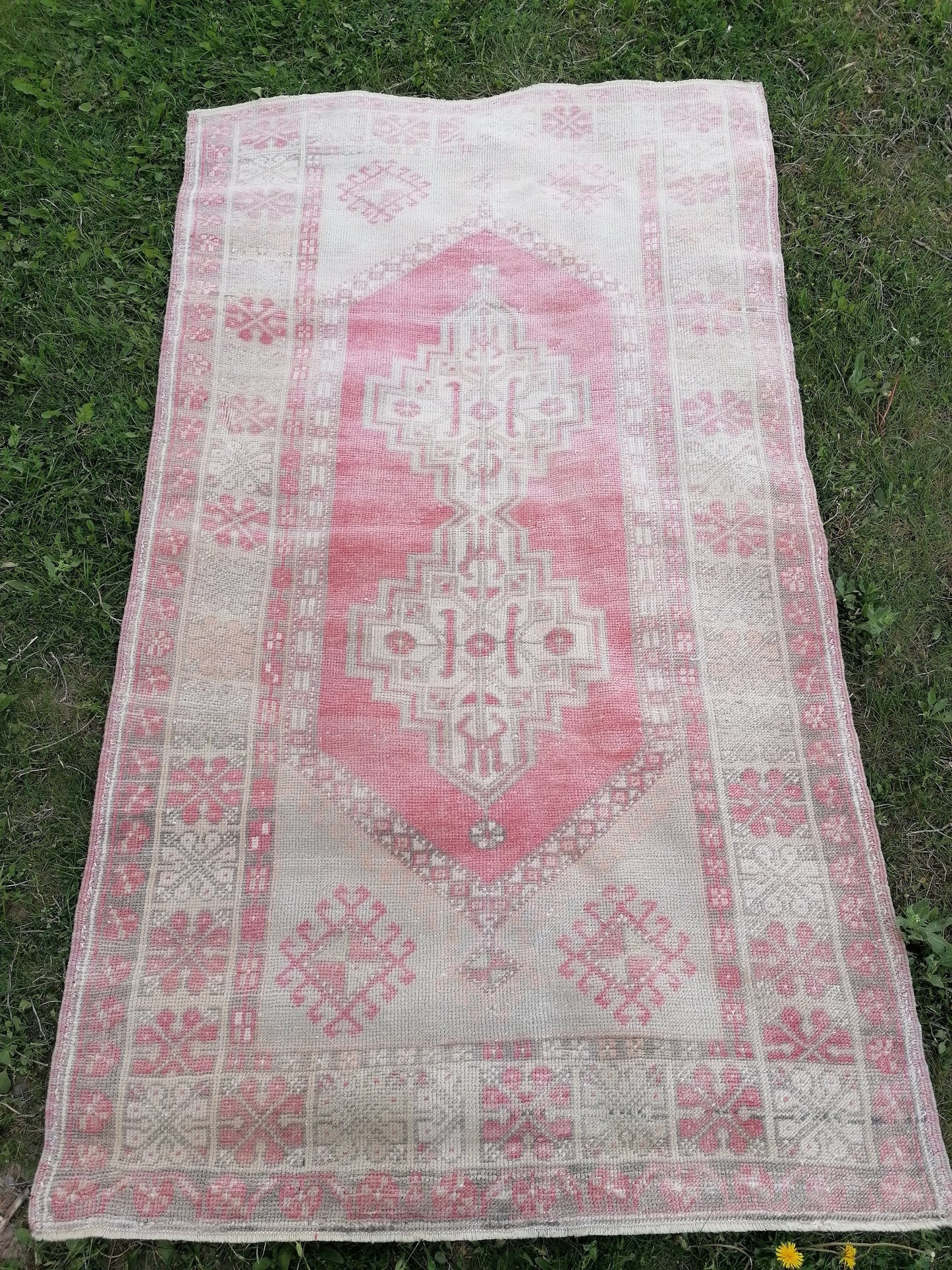 Vintage rug 3'11x6'9 oushak rug,anatolian rug,unique hand made rug