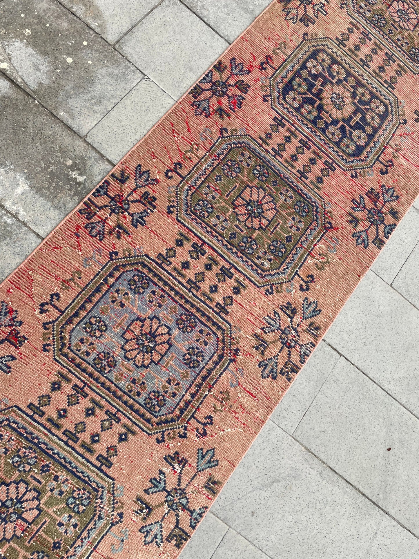 Wool Extra Long Turkish Runner Rug, Very Long Oushak Runner 2.7 x 17.4 ft Rug, Vintage Runner Rug, XL Handmade Runner Rug Staircase carpet