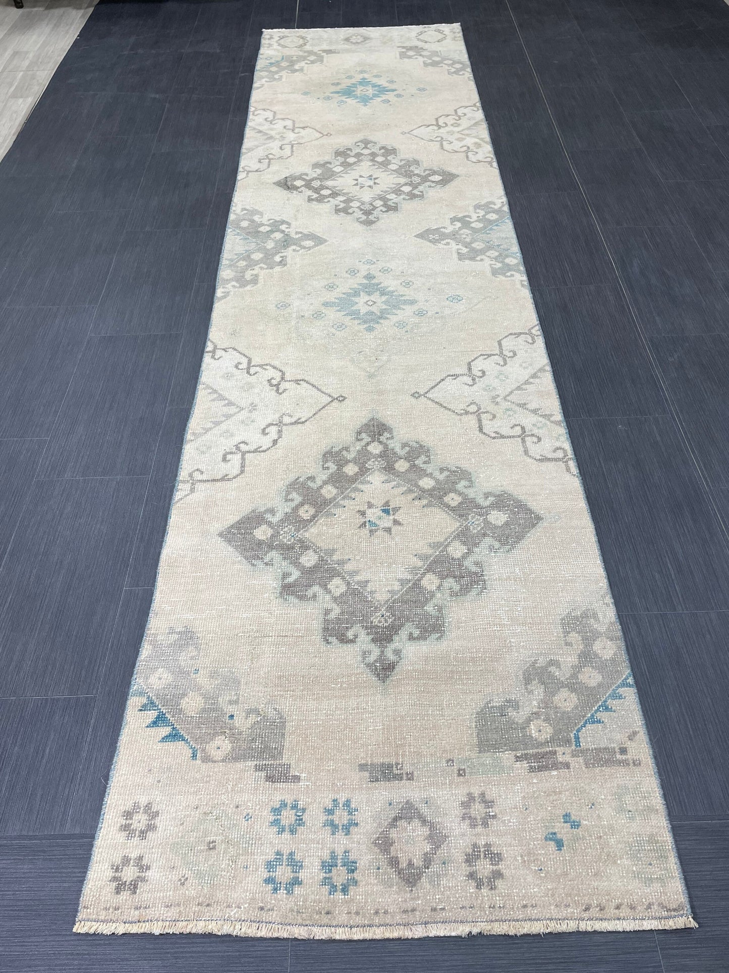 Muted Vintage Runner Rug Persian Runner Rug 2.8 x 11.2 Hallway Runner Rug Turkish Runner Kitchen Runner Rug Antique Wool Oriental Runner