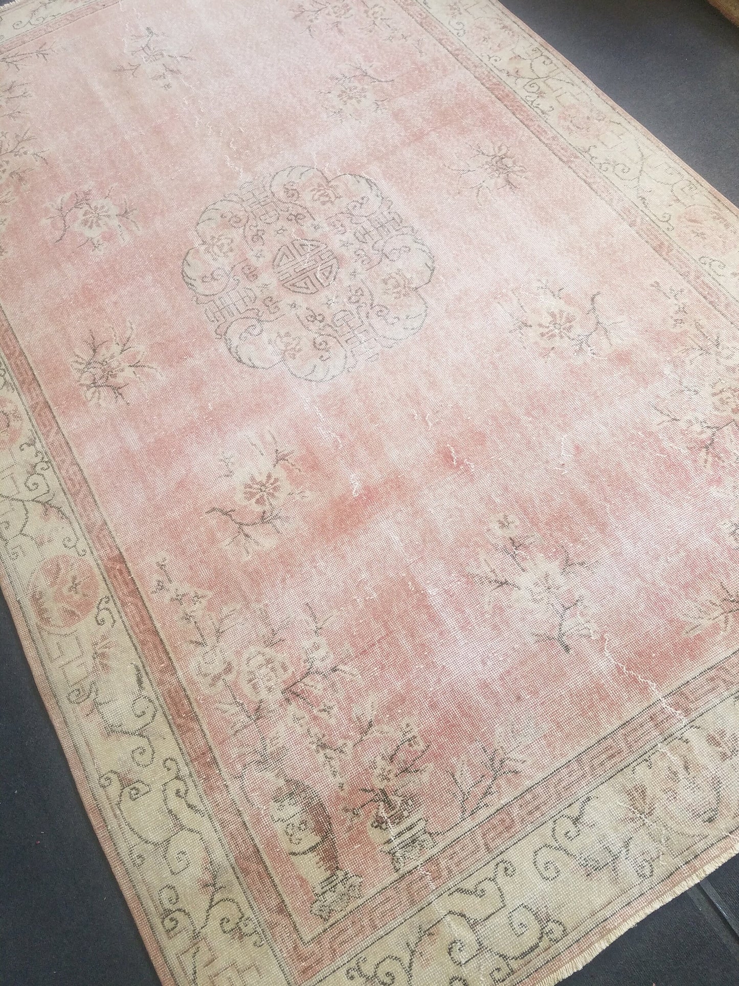 10'9x6'10 large oushak vintage rug,vintage oushak rug,large area rug