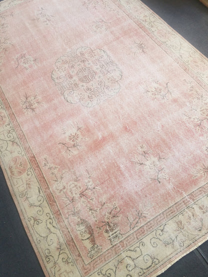 10'9x6'10 large oushak vintage rug,vintage oushak rug,large area rug