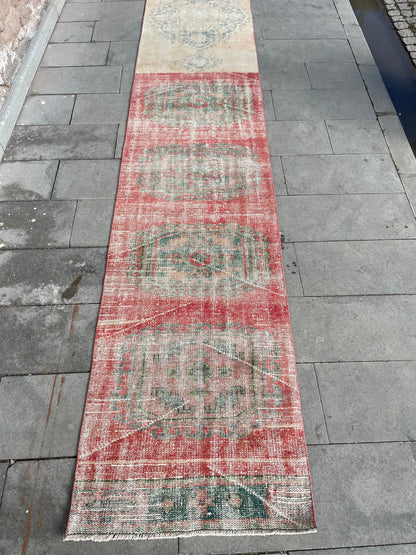 Staircase Runner Rug 2.6 x 22 ft Extra Long TURKISH Runner Rug Vintage Runner Rug Distressed Runner Rug Patchwork Runner Hand Knotted Runner