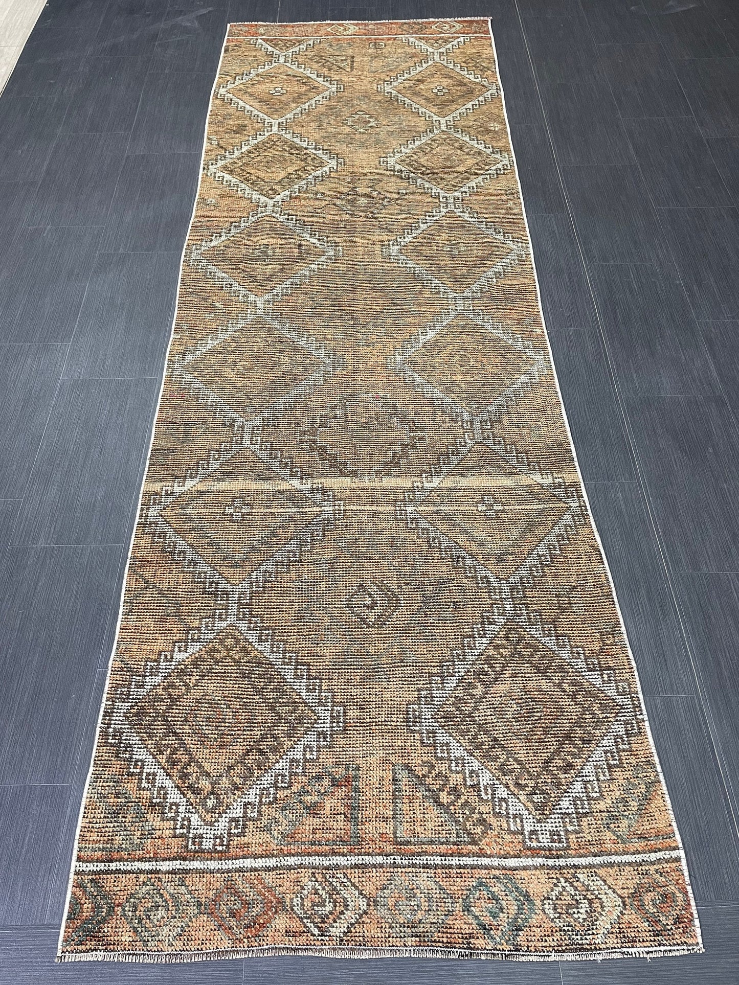 Antique Handmade Runner RUG 3.3 x 10.3 TURKISH Oushak Rug Vintage Runner Rug Vintage Runner Rug Wool Oushak Rug Hand Made Rug Vintage Rug