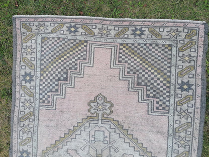 Turkish rug,oushak rug,vintage pastel rug, hand made wool rug 3'6x6'2ft