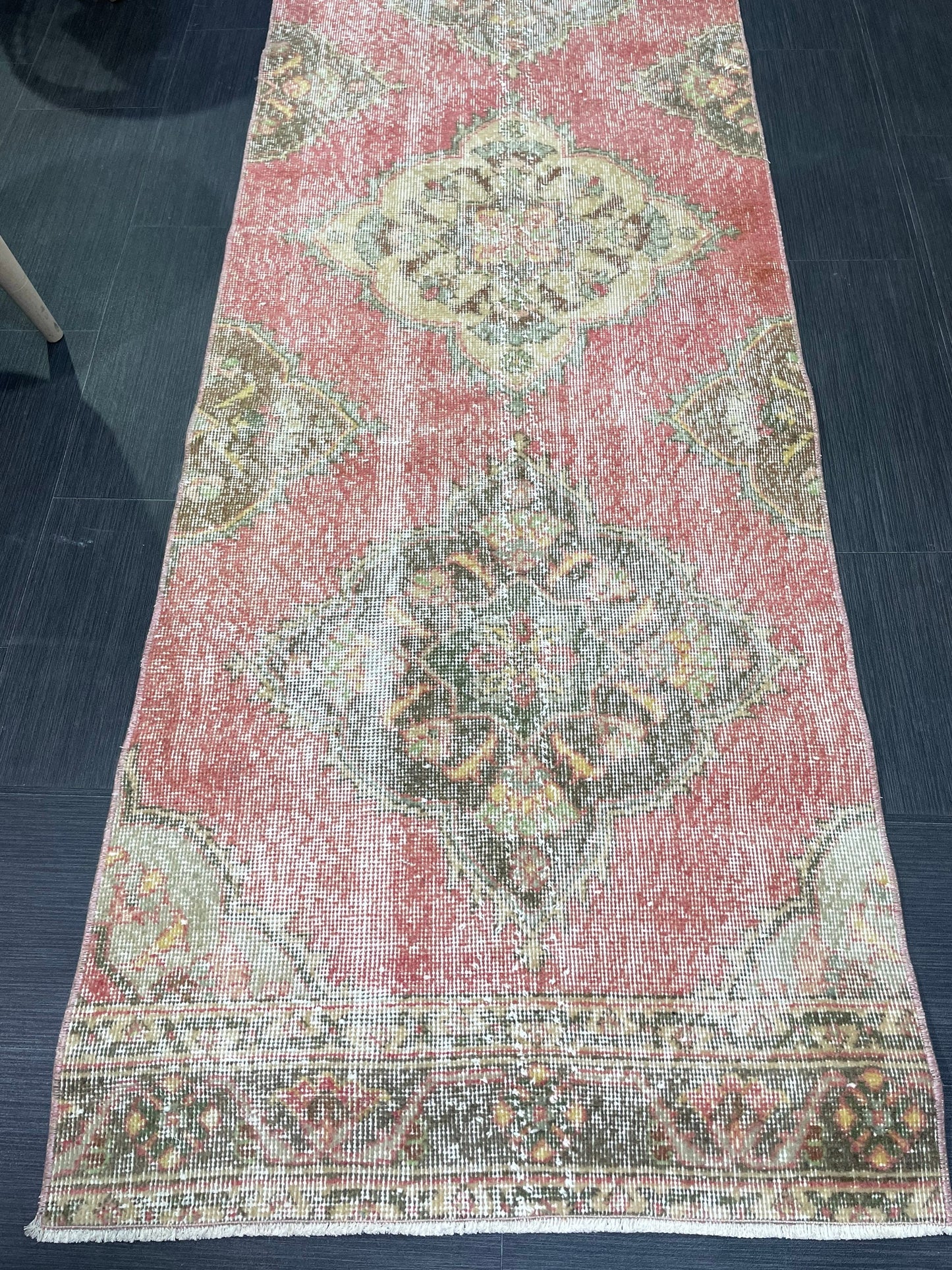 Turkish Runner Rug, Hand Knotted 2.8 x 12.7 Runner Rug, Vintage Runner Rug, Hallway Runner Rug, Persian Kitchen Runner Rug,Handmade Runner