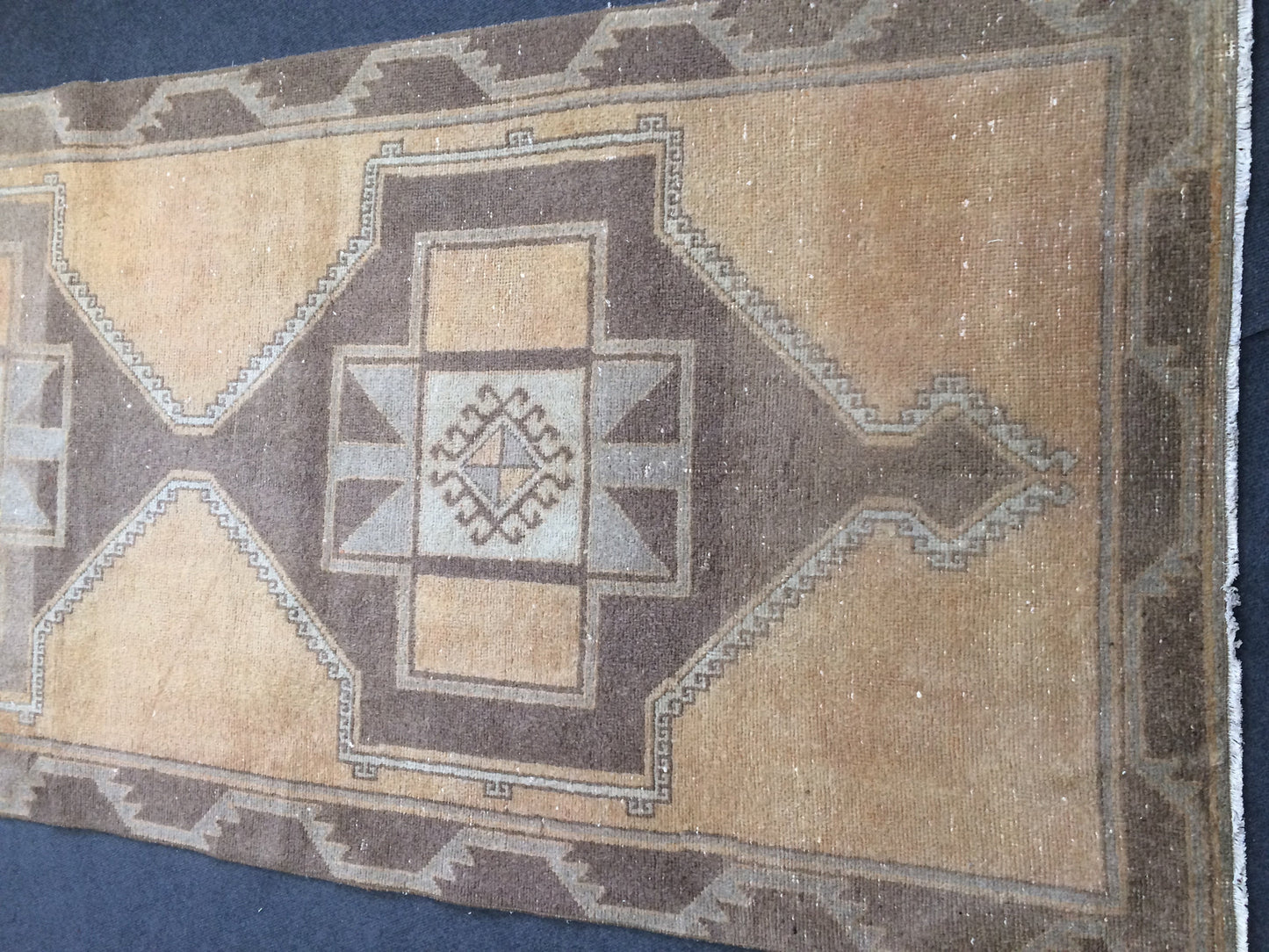 12.2 x 3.8 Oushak Runner Rug Turkish Runner Rug Neutral Vintage Runner Rug Hallway Runner Rug Muted Kitchen Runner Rug Wool Runner Rug Wool